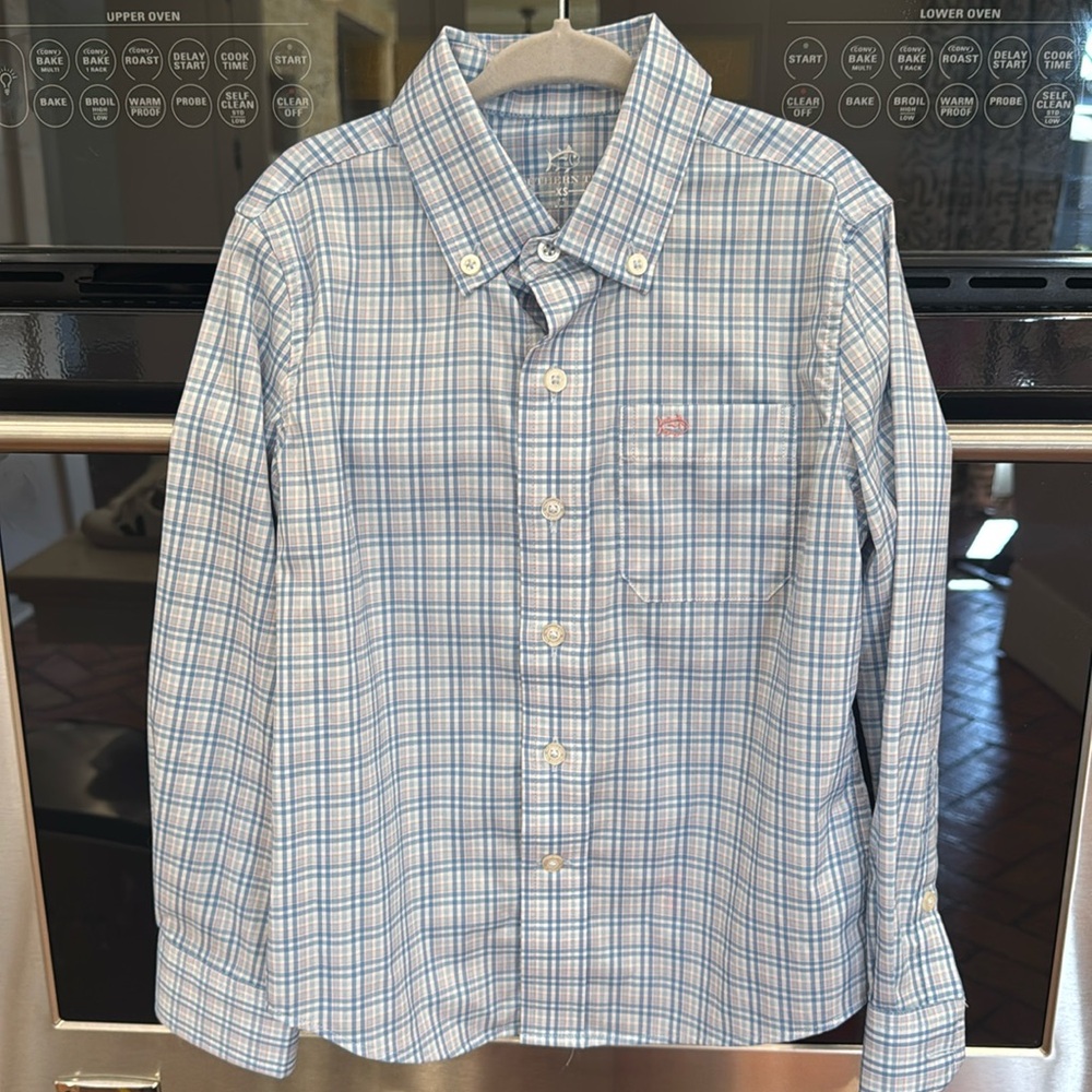 Southern Tide - Boys International Plaid Long Sleeve Sport Shirt - Size:XS (4-5)